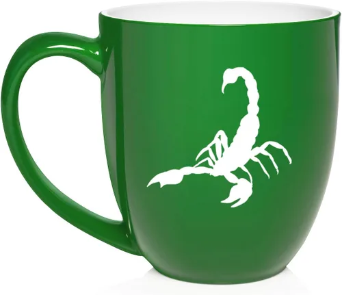 Vista 27 de Daylor Taza de café de cerámica Scorpion, regalo para ella, él, amigo, compañero de trabajo, esposa, esposo (11 onzas, azul)