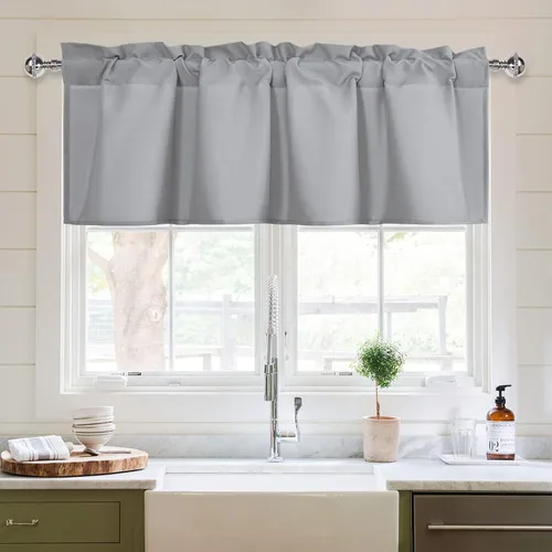 Vista 28 de XWZO Cortinas de cenefas de cocina para ventanas, sala de estar, dormitorio, baño, cubiertas superiores, estilo granja rústico, comedor, aislamiento