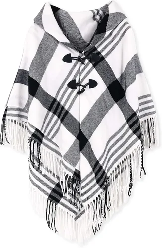 Vista 105 de Moss Rose Chal de viaje para mujer, capa tipo poncho de frente abierto para otoño e invierno