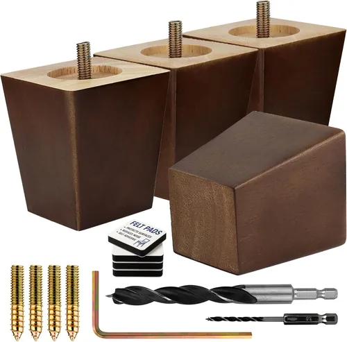 Vista 7 de Airy Abode Patas cuadradas premium de muebles en negro (kit de instalación completa) - Elige tu
