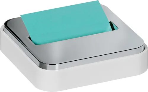 Vista 4 de Dispensador de notas adhesivas Post-it para notas de 3 x 3 pulgadas, base blanca con parte superior de acero