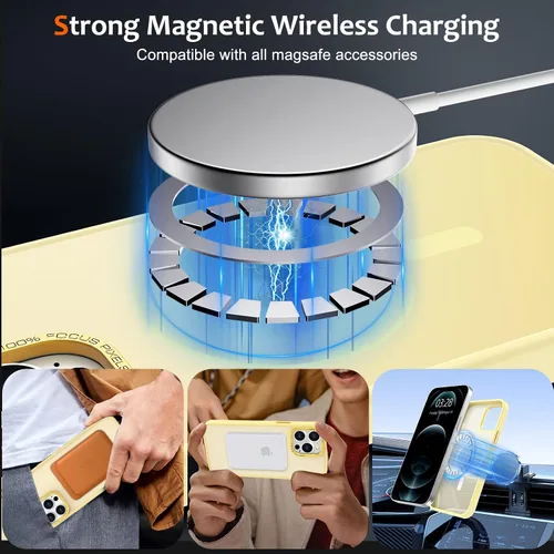 Vista 653 de Anuck - Funda magnética para iPhone 11 compatible con MagSafe, carcasa trasera mate translúcida dura, borde de TPU, delgada, resistente a impactos