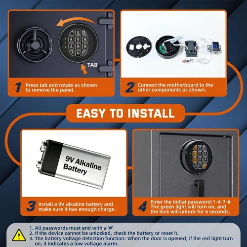 Vista 11 de Teclado electrónico del reemplazo de la cerradura segura del arma con la cerradura del solenoide - negro Gun Safe Lock with Programmable