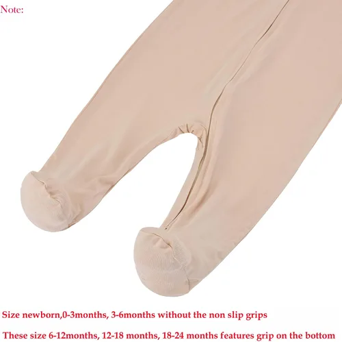 Vista 5 de Aablexema Pijama con cremallera para bebé, rayón de bambú, 3 piezas, unisex, con manopla, manga larga, pies