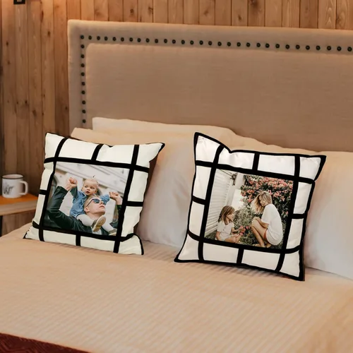 Vista 6 de 4 piezas de fundas de almohada de celosía en blanco para sublimación, fundas de cojín, fundas de almohada de 13 paneles para impresión
