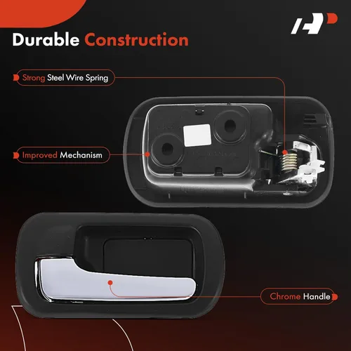 Vista 4 de A-Premium Manija de puerta interior trasera izquierda del lado del conductor compatible con Honda Civic 2001 2002 2003 2004 2005, carcasa negra