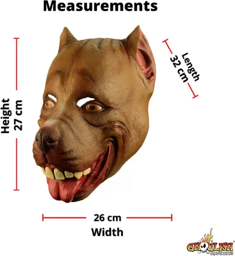 Vista 4 de Máscara de látex para perro Pitbull marrón para adulto, accesorio de disfraz de anime de dibujos animados, Marrón