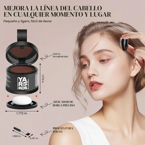 Vista 3 de Polvo de sombra de línea de cabello, caoba, polvo de retoque de raíz para cubrir instantáneamente el cabello gris, cobertura de raíces