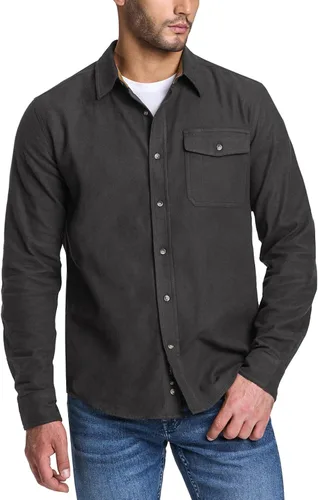 Vista 2 de CQR - Camisa de franela de algodón a cuadros con botones y manga larga para hombre, algodón cepillado suave, camisa de estilo informal