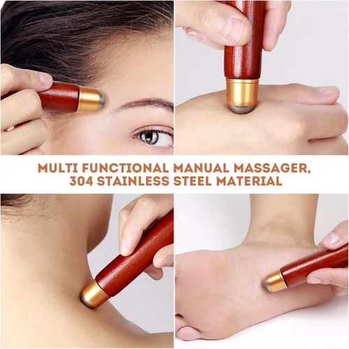 Vista 3 de Rascador de espalda para mujeres y hombres extensible con rodillo Rojo oscuro
