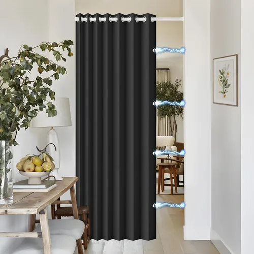 Vista 17 de Cortinas plisadas completamente opacas con cierre magnético, 72 pulgadas de largo, para interiores y exteriores, 1 panel, 45 pulgadas de ancho x 72