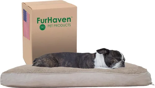 Vista 31 de Furhaven - Cama para perros y gatos, cojín de lujo, diseño rectangular tradicional, cama para mascotas con funda extraíble para perros y gatos