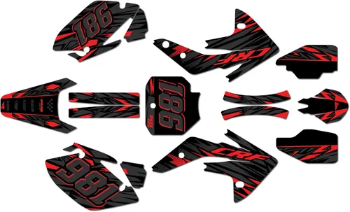 Vista 6 de Kit de gráficos para Honda CRF 150R (2007-2023) serie Twitch azul 09 mil – Dirt Bike - Kit de calcomanías gráficas de carreras personalizadas, sin