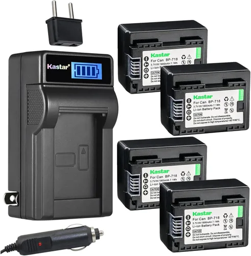 Vista 5 de Kastar BP-718 - Cargador de batería LCD AC compatible con Canon VIXIA HF R300 HFR300, VIXIA HF R400 HFR400, VIXIA HF R500 HFR500, VIXIA HF R600