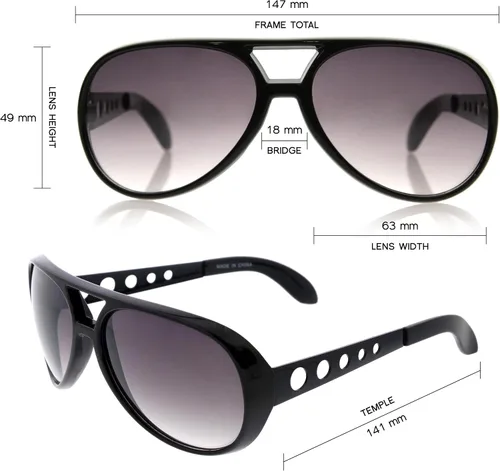 Vista 24 de zeroUV Gafas de sol grandes Elvis King Of Rock & Roll Aviator 2.480 in