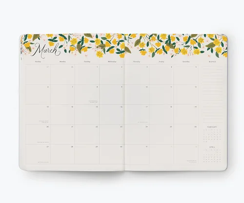 Vista 2 de RIFLE PAPER CO. Wildwood 2022 - Agenda mensual de 12 meses de tapa blanda cosida con hilo, enero a diciembre, secciones para vistas mensuales