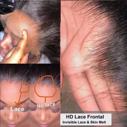 Vista 4 de Peluca de cabello Remy brasileño ondulado 4/30, cabello Remy brasileño prearrancado de 13 x 6, peluca de encaje frontal HD, sin pegamento, peluca