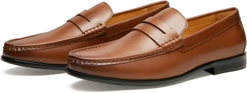 Vista 2 de Journey West Mocasines Penny para hombre con cuero genuino para negocios, zapatos sin cordones para hombre