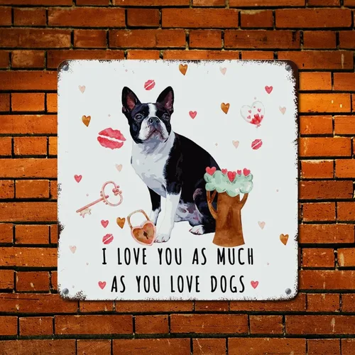 Vista 2 de Wall Decor Metal Sign Love Mails French Bulldog Sign I Love You As Much As You Love Dog Retro Street Hanging Sign Saint Valentine's Day Metal Plaque