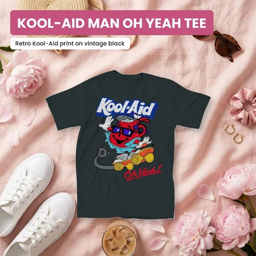 Vista 2 de Kool-Aid Ladies Oh Yeah Shirt Drink Mix Man Graphic Tie Dye T-Shirt Vintage Black