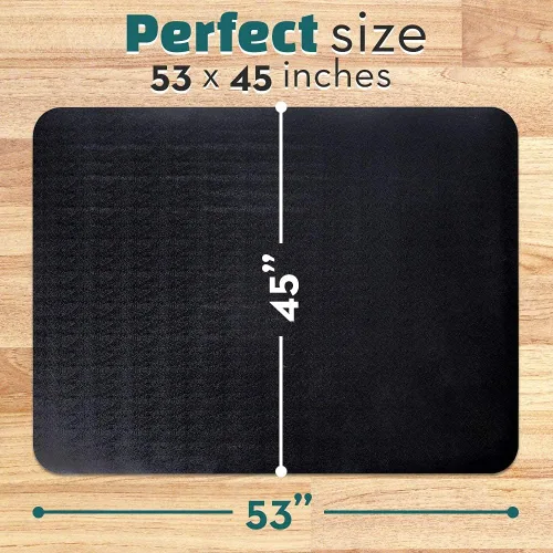 Vista 2 de Tapete para silla de oficina para suelo de madera dura: 53 x 45 pulgadas, alfombrilla grande para silla rodante negra para pisos de madera dura