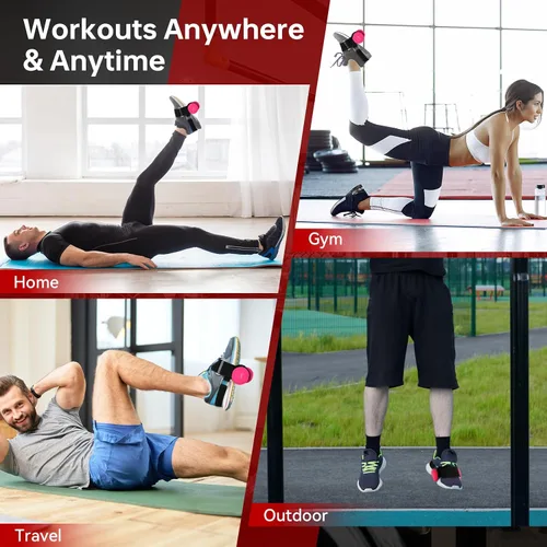 Vista 7 de Pesas de tobillo ajustables para hombres y mujeres, paquete de 2 unidades, correas de entrenamiento de tobillo para entrenamiento de gimnasio
