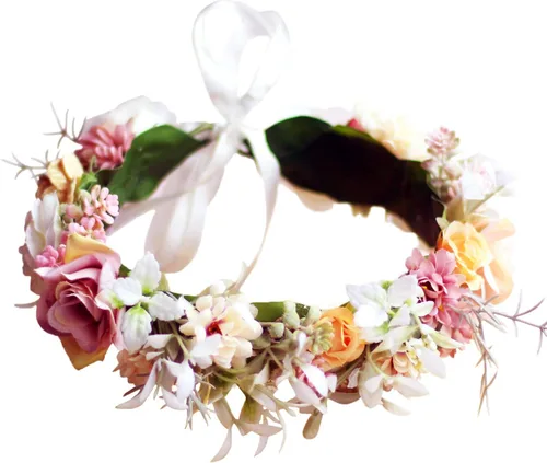 Vista 7 de Vivivalue Corona floral niña diadema floral diadema flor halo boda fiesta fotos