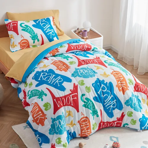 Vista 17 de SLEEP ZONE Juego de edredón de 2 piezas con estampado de 2 piezas para niñas, resistente a la decoloración, lavable a máquina, color rosa ballet