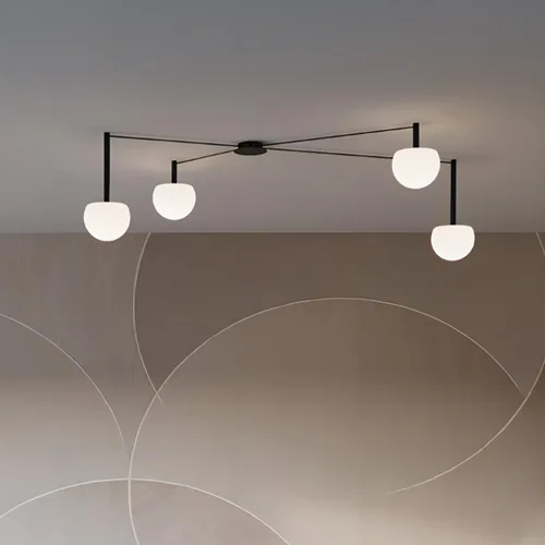 Vista 9 de Lámpara de Techo Semiempotrada de Cristal Negro de 3 Luces Adecuada para Salas de Estar, Dormitorios, Pasillos, Comedores, Comedores, Lámpara