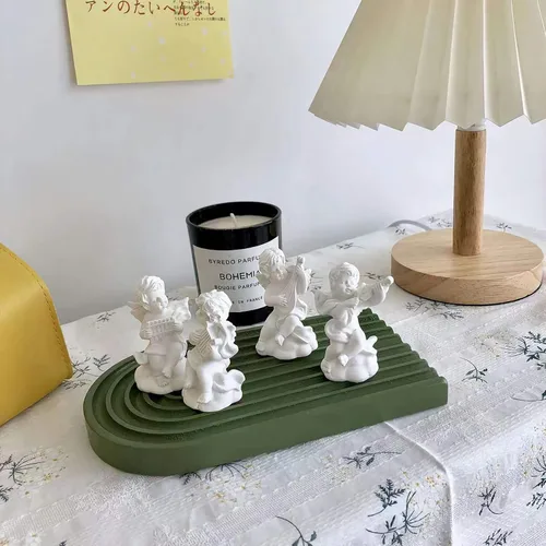 Vista 2 de LIYAOLI 4 piezas de decoración de querubines de 2.7 pulgadas y 2 piezas de columnas decorativas romanas accesorios de disparo, estatuas de ángel