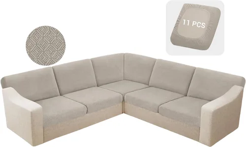 Vista 24 de HDCAXKJ - Fundas impermeables para cojín de sofá modular, fundas elásticas para cojín de sofá de esquina, fundas protectoras de muebles de jacquard