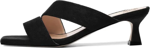 Vista 2 de MOVINSTEPS Sandalias de tacón bajo para mujer, de gamuza sólida, puntera cuadrada, de 2 pulgadas