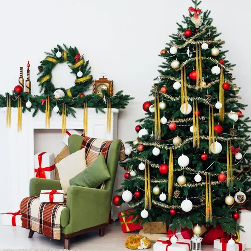 Vista 3 de MTLEE 3000 hebras de decoración para árbol de Navidad, guirnalda de oropel iridiscente, carámbanos de flecos de papel de aluminio para Navidad Dorado