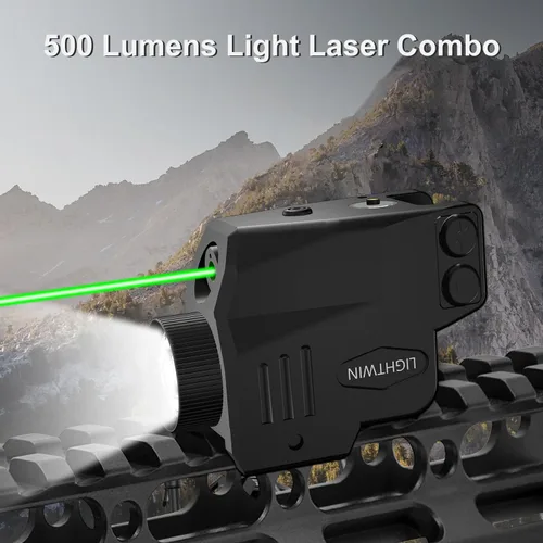 Vista 6 de 600 Lumens Pistol Light, Green Laser Light Combo for Picatinny Rail Mounted, Tactical Flashlight with Green Beam for Pistol, Strobe&Steady for