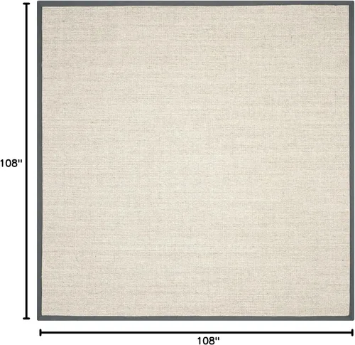 Vista 92 de Alfombra de sisal Safavieh, de color maíz y negro, tejida a mano, de la colección de fibras naturales; 5 x 8 pulgadas, NF441A, Tela, Gris / Gris