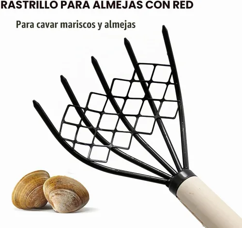 Vista 6 de 2 piezas de rastrillo de garra para excavadora de conchas de almejas de playa, rastrillo de mano resistente para cavar mariscos en arena, resistente