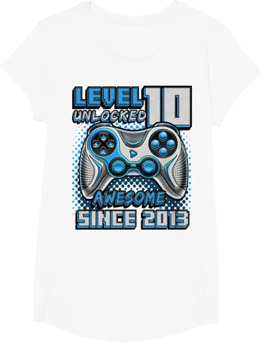 Vista 20 de Level 10 Unlocked Awesome 2013 Video Game 10th Birthday Boy T-Shirt, Negro