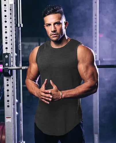 Vista 2 de Amussiar Paquete de 3 camisetas sin mangas de entrenamiento para hombre, camisetas de malla para gimnasio, ajuste seco, culturismo, fitness