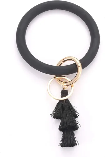 Vista 7 de Pulsera de cuero llavero con borla para mujeres y niñas