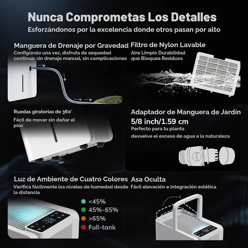 Vista 7 de AEOCKY 50 pintas/día, 3500 pies cuadrados deshumidificador ultra silencioso