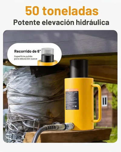 Vista 2 de VEVOR - Cilindro hidráulico de 50T de 6 pulgadas, cilindro hidráulico sólido de acción simple, cilindros de elevación hidráulica de 5.906 in