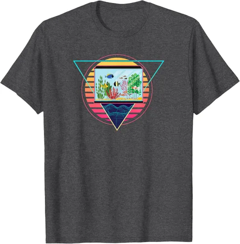 Vista 24 de Futuristic Fish Tank Synthwave Vaporwave Aquarium Aesthetic T-Shirt Negro