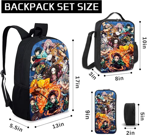 Vista 6 de QIDOZVIY Mochila de anime multifunción con bolsillos laterales, bolsa duradera para laptop, para hombres, mujeres, adolescentes, niños y niñas