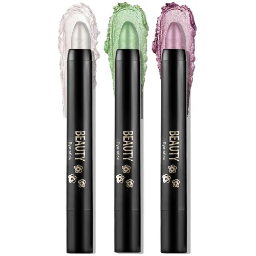 Vista 23 de Boobeen Sombra de ojos en barra impermeable con lápiz de sombra de ojos en crema brillante, kit de maquillaje de ojos con purpurina fácil de usar