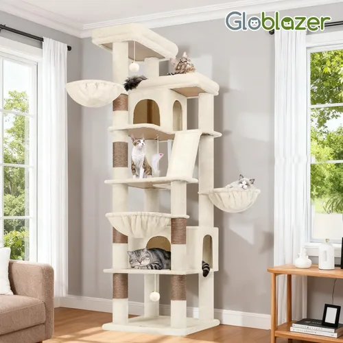 Vista 7 de Globlazer Árbol para gatos extra grande, torre de 80 pulgadas XXL de altura, árbol para gatos alto para múltiples gatos de interior, gatos adultos