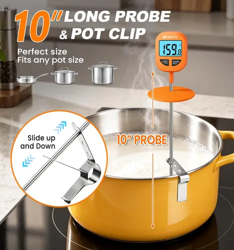 Vista 4 de BOMATA Digital Candy Thermometer with Pot Clip, 10" Probe, IPX6 Waterproof