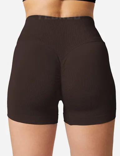Vista 4 de YEOREO Pantalones cortos de entrenamiento sin costuras para mujer, cintura alta, levantamiento de glúteos, pantalones cortos de yoga para gimnasio