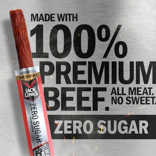 Vista 4 de Jack Link's Original Zero Sugar Beef Sticks – Palitos de carne de 0.92 oz – Snacks proteicos listos para comer – 0.18 oz de proteína por porción