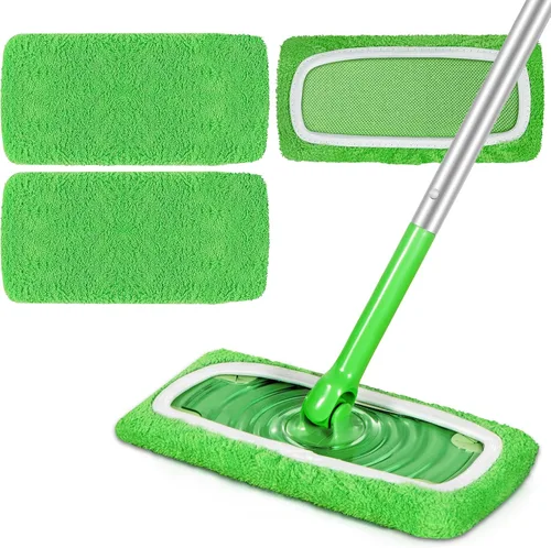 Vista 8 de 6 almohadillas de microfibra reutilizables compatibles con Swiffer Sweeper, paños de barrido en seco y paños húmedos, almohadillas lavables