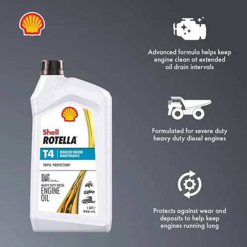 Vista 3 de Shell Rotella T4 Triple Protection 15W-40 Aceite de motor, 1 cuarto de galón (paquete de 6)